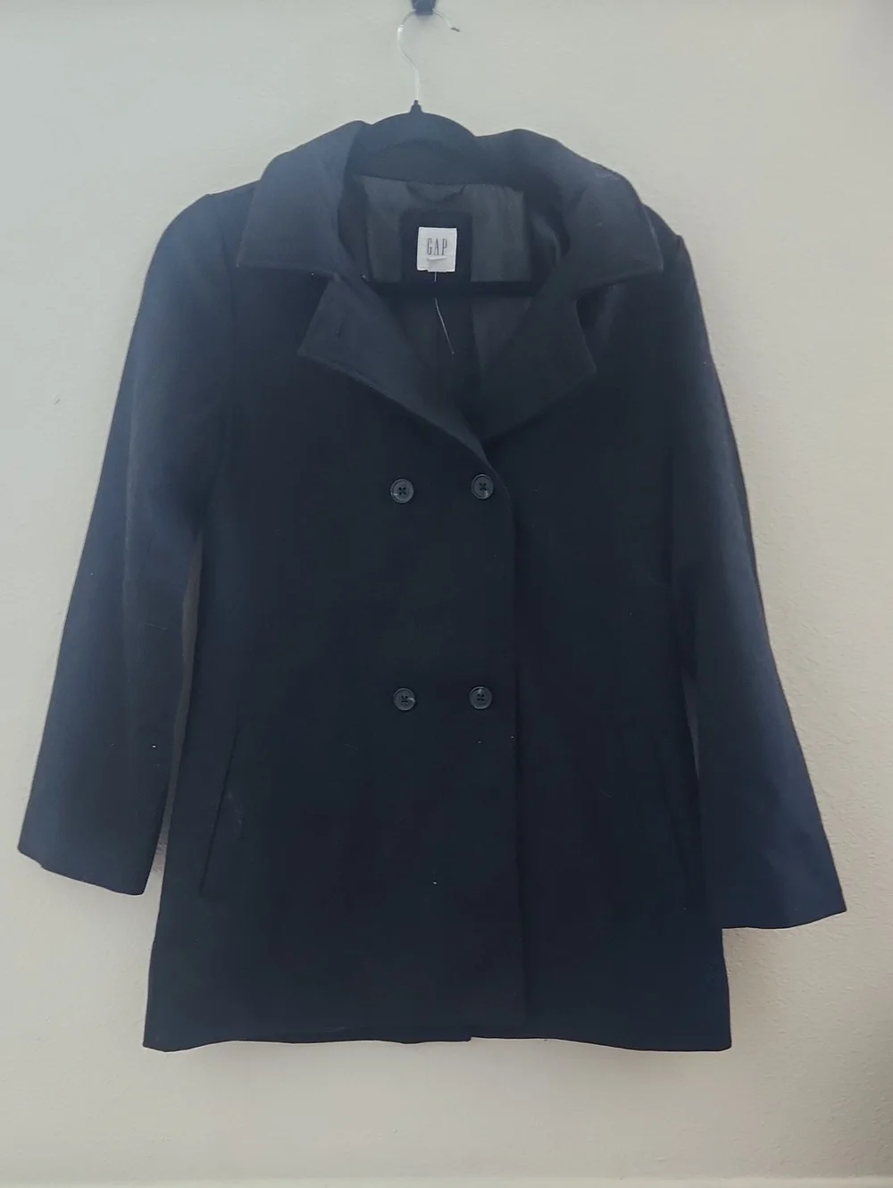GAP Kids Double-Breasted Black Peacoat
